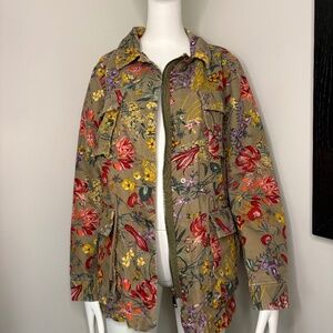 Tan floral utilitarian cargo jacket H&M